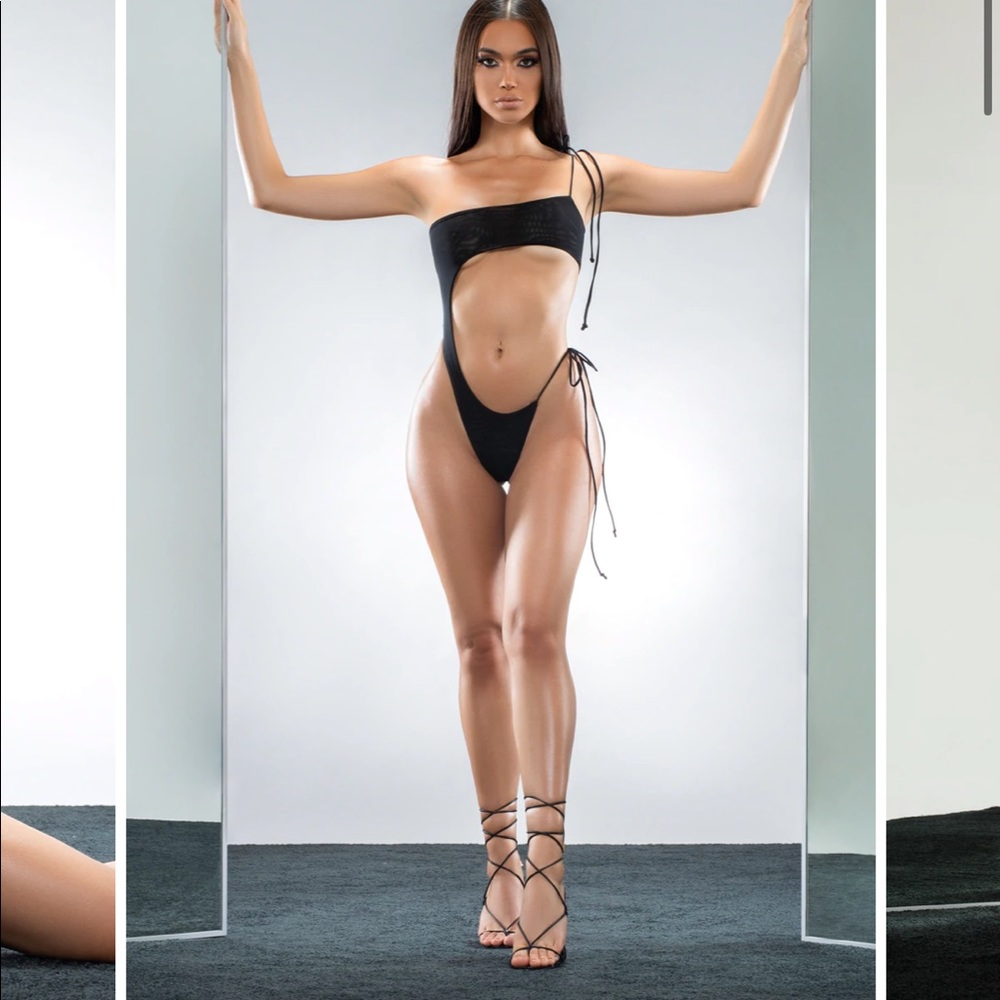 Lips and Honey brand mesh swimsuit.